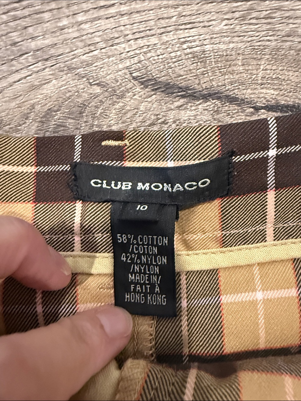 Club Monaco Tan and Black Plaid Midi Skirt with Light Pink Accents - Picture 4 of 6